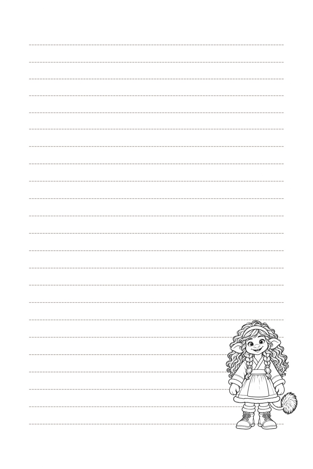 Høyre side med linjer og miniaturą Milla